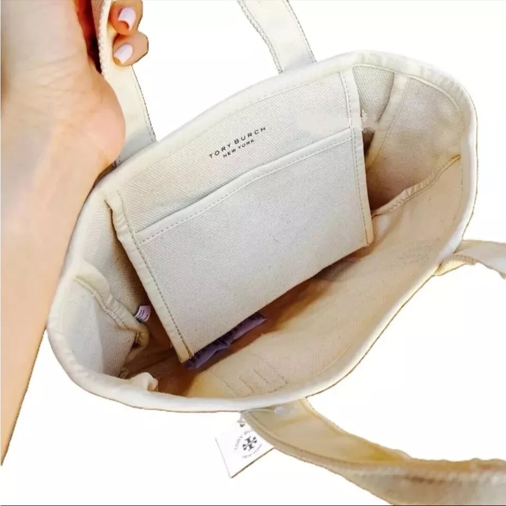 Tory Burch White Canvas Tote Bag - Picture 3 of 6